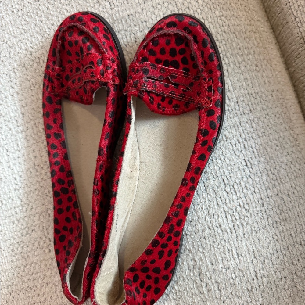 Topshop Red Leopard Print Women's Loafers size 5.5